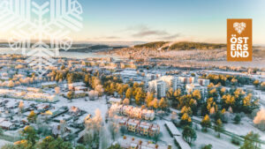flygfoto över ett vintrigt östersund och frösön