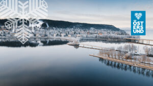 vinterbild över broarna mellan östersund och frösön