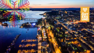 flygfoto över krogstråket kvällstid