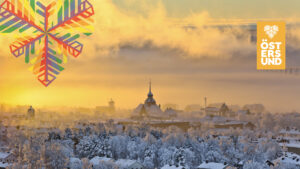 vintrig bild över östersund och rådhuset