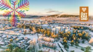 flygfoto över ett vintrigt östersund och frösön