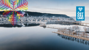 vinterbild med fokus på broarna mellan östersund och frösön