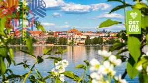 sommarvy över östersund och rådhuset
