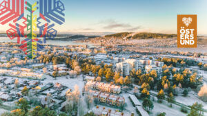 flygfoto vintertid över östersund och frösön