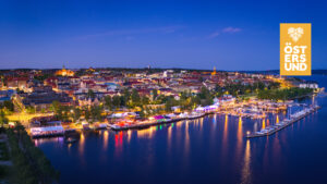 Kvällsbild över Östersund och Krogstråket