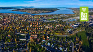Flygfoto över Östersund och frösön