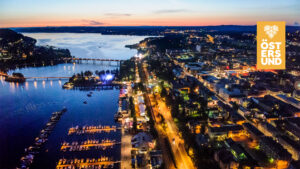 Flygfoto över östersund och krogstråket