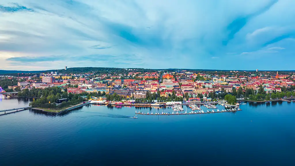 flygbild över storsjön och östersund
