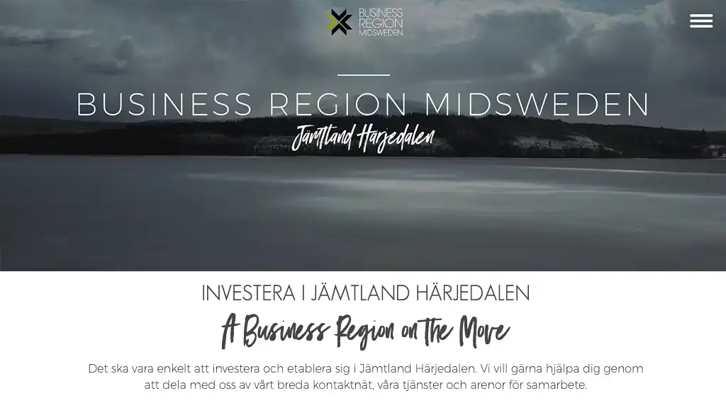screenshot av hemsidan för business region midsweden